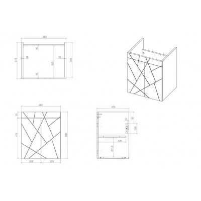 Тумба Аура Т-1 з умивальником Комо 50 біла підвісна (04007)