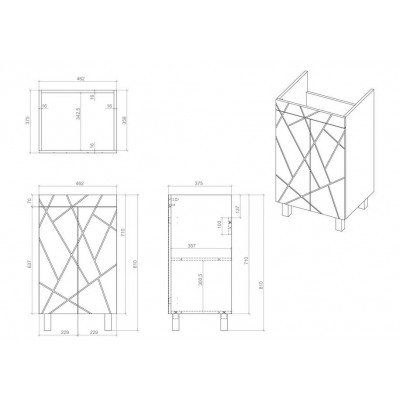 Тумба Аура Т-1 з умивальником Комо 50 графіт (04008)