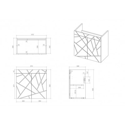 Тумба Аура Т-1 з умивальником Ісік 60 біла підвісна (04002)