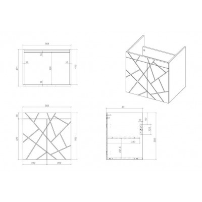 Тумба Аура Т-1 з умивальником Комо 60 біла підвісна (04011)