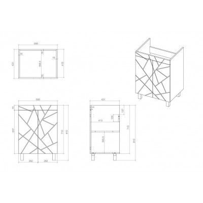 Тумба Аура Т-1 з умивальником Родео 60 графіт (04040)