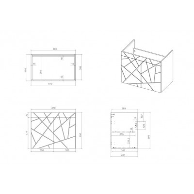 Тумба Аура Т-1 з умивальником Ісік 70 графіт підвісна (04005)
