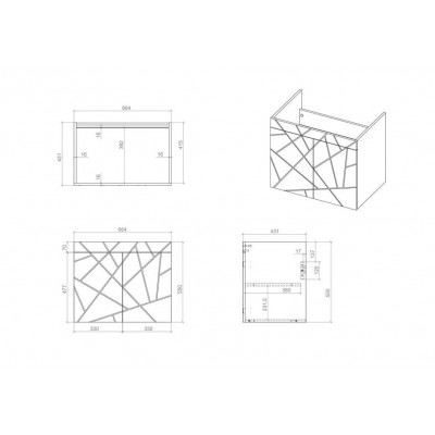 Тумба Аура Т-1 з умивальником Комо 70 графіт підвісна (04017)