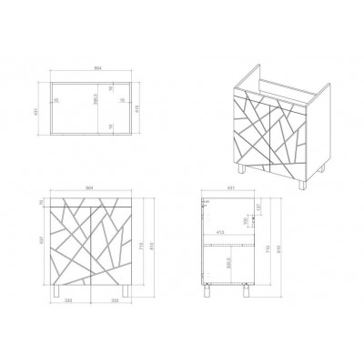 Тумба Аура Т-1 з умивальником Родео 70 графіт (04044)