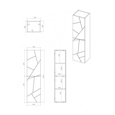 Пенал Аура 35 білий підвісний правий (04035) Пенал Аура 35 білий підвісний правий (04035)