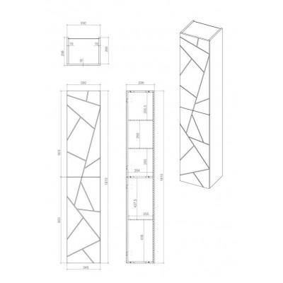 Пенал Аура 35 білий правий (04034) Пенал Аура 35 білий правий (04034)