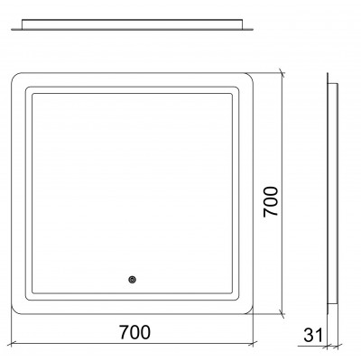 LED дзеркало 70*70 сенсор (01089)