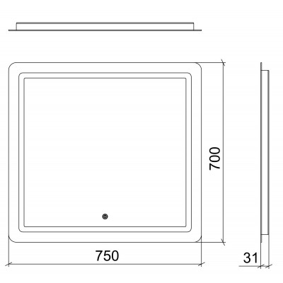 LED дзеркало 75*70 фацет (01090) LED дзеркало 75*70 фацет (01090)