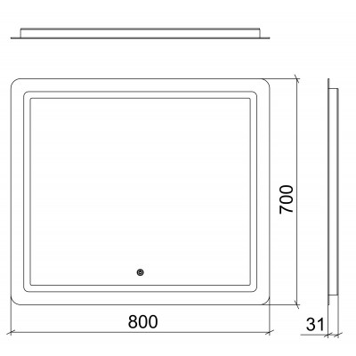 LED дзеркало 80*70 сенсор (01091)