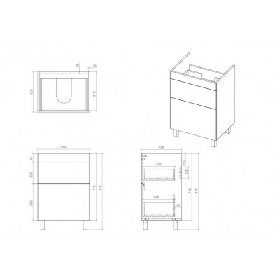 Тумба Монако Т-8 з умивальником Олівер 60 чорна (02008)