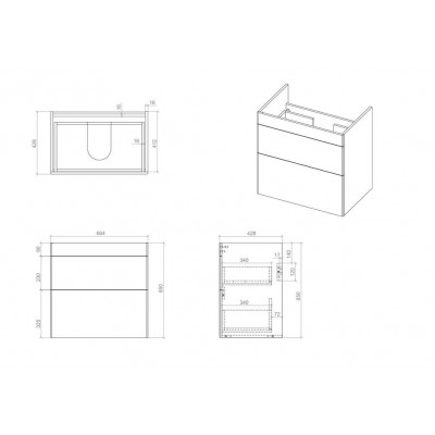 Тумба Монако Т-8 з умивальником Oliver 70 підвісна чорна (02003)