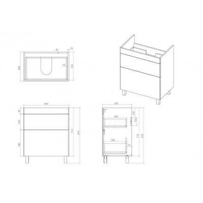 Тумба Монако Т-8 з умивальником Oliver 70 біла (02000)