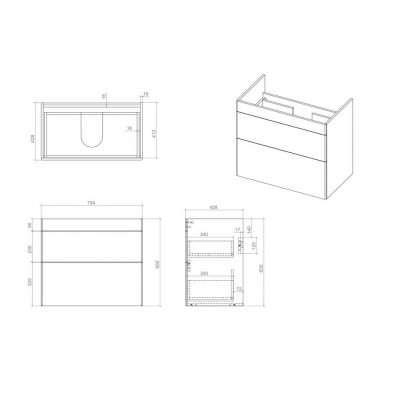 Тумба Монако Т-8 з умивальником Олівер 80 підвісна біла (02011)
