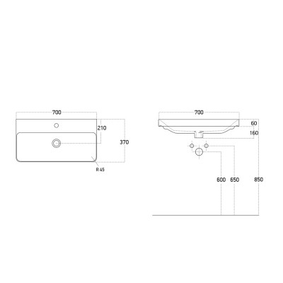 Тумба Монако Т-8 з умивальником Oliver 70 підвісна чорна (02003)