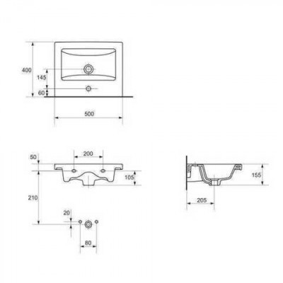 Тумба Аура Т-1 з умивальником Комо 50 біла підвісна (04007)