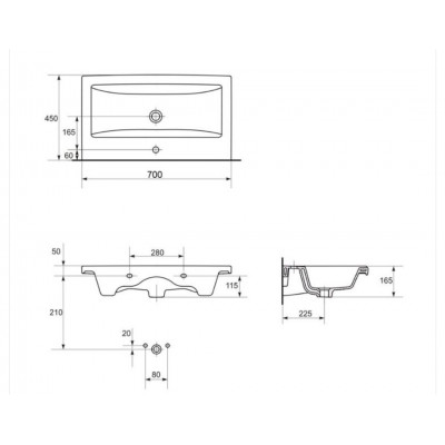 Тумба Аура Т-1 з умивальником Космополіт 70 біла підвісна (04023)