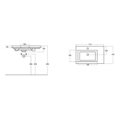 Тумба Аура Т-1 з умивальником Ісік 70 графіт підвісна (04005) Тумба Аура Т-1 з умивальником Ісік 70 графіт підвісна (04005)