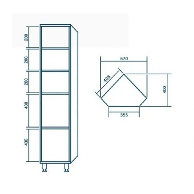 Пенал на ніжках кутовий Мальта 40 правий (08131) Пенал на ніжках кутовий Мальта 40 правий (08131)