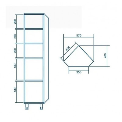 Пенал на ніжках Остін кутовий правий (09047)