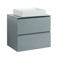 Тумба Вельма Т-8 зі скляною стільницею 70 см сіра + чаша Грейс (01012)