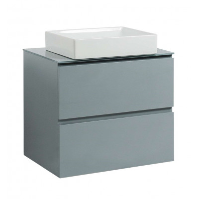 Тумба Вельма Т-8 зі скляною стільницею 70 см сіра + чаша Грейс (01012)