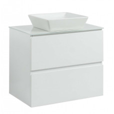 Тумба Вельма Т-8 зі скляною стільницею 60 см біла + чаша Адель (01006)