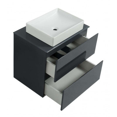 Тумба Вельма Т-8 зі скляною стільницею 60 см графіт + чаша Грейс (01008) Тумба Вельма Т-8 зі скляною стільницею 60 см графіт + чаша Грейс (01008)