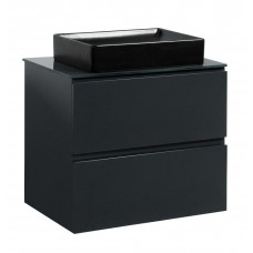 Тумба Вельма Т-8 зі скляною стільницею 60 см графіт + чаша Грейс чорна (01009)