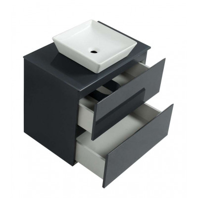 Тумба Вельма Т-8 зі скляною стільницею 60 см графіт + чаша Адель (01010) Тумба Вельма Т-8 зі скляною стільницею 60 см графіт + чаша Адель (01010)