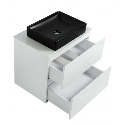 Тумба Вельма Т-8 зі скляною стільницею 70 см біла + чаша Грейс чорна (01017) Тумба Вельма Т-8 зі скляною стільницею 70 см біла + чаша Грейс чорна (01017)