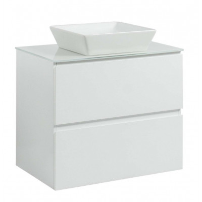 Тумба Вельма Т-8 зі скляною стільницею 70 см біла + чаша Адель (01018)