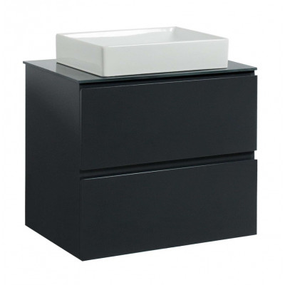 Тумба Вельма Т-8 зі скляною стільницею 70 см графіт + чаша Грейс (01020)