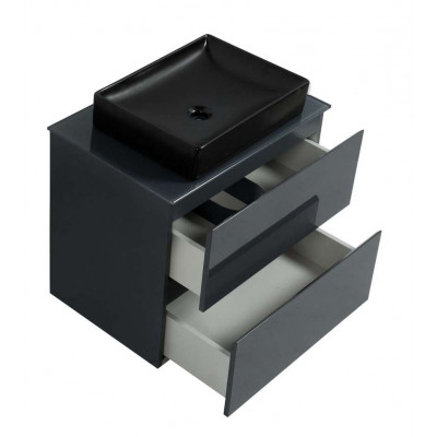 Тумба Вельма Т-8 зі скляною стільницею 70 см графіт + чаша Грейс чорна (01021) Тумба Вельма Т-8 зі скляною стільницею 70 см графіт + чаша Грейс чорна (01021)