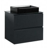 Тумба Вельма Т-8 зі скляною стільницею 70 см графіт + чаша Грейс чорна (01021)