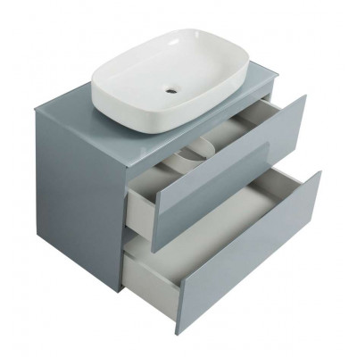 Тумба Вельма Т-8 зі скляною стільницею 80 см сіра + чаша Макс (01028)