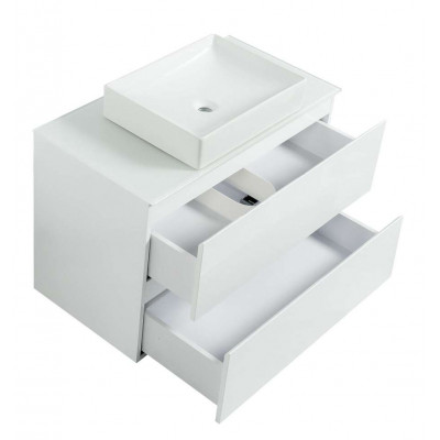 Тумба Вельма Т-8 зі скляною стільницею 80 см біла + чаша Грейс (01029) Тумба Вельма Т-8 зі скляною стільницею 80 см біла + чаша Грейс (01029)