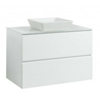 Тумба Вельма Т-8 зі скляною стільницею 80 см біла + чаша Адель (01031)