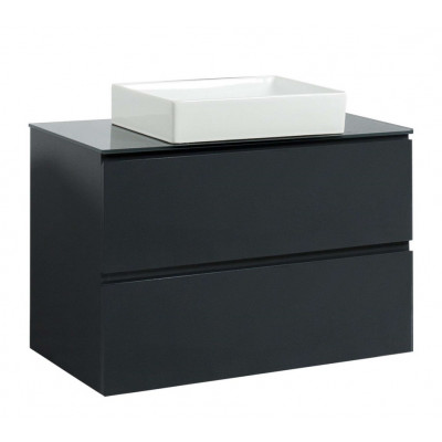 Тумба Вельма Т-8 зі скляною стільницею 80 см графіт + чаша Грейс (01034)