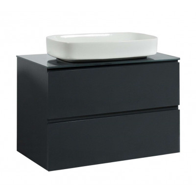 Тумба Вельма Т-8 зі скляною стільницею 80 см графіт + чаша Макс (01038)