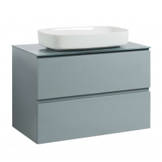 Тумба Вельма Т-8 зі скляною стільницею 90 см сіра + чаша Макс (01043)