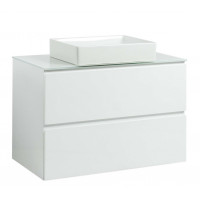 Тумба Вельма Т-8 зі скляною стільницею 90 см біла + чаша Грейс (01044)