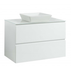 Тумба Вельма Т-8 зі скляною стільницею 90 см біла + чаша Адель (01046)