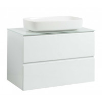 Тумба Вельма Т-8 зі скляною стільницею 90 см біла + чаша Макс (01048)