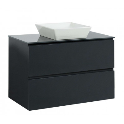 Тумба Вельма Т-8 зі скляною стільницею 90 см графіт + чаша Адель (01051)