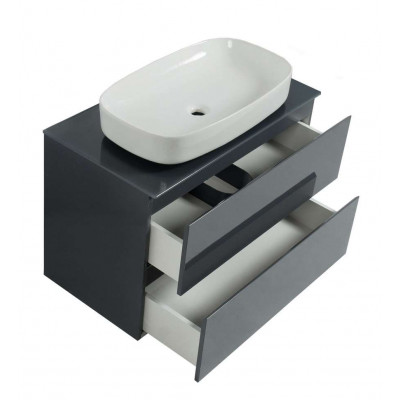 Тумба Вельма Т-8 зі скляною стільницею 90 см графіт + чаша Макс (01053) Тумба Вельма Т-8 зі скляною стільницею 90 см графіт + чаша Макс (01053)