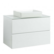 Тумба Вельма Т-8 зі скляною стільницею 100 см біла + чаша Грейс (01059)