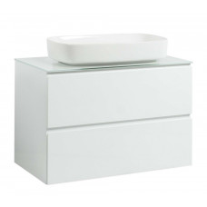 Тумба Вельма Т-8 зі скляною стільницею 100 см біла + чаша Макс (01063)