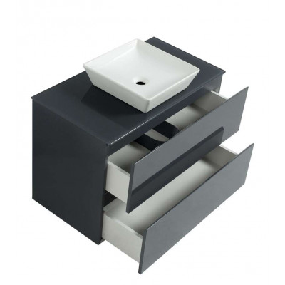 Тумба Вельма Т-8 зі скляною стільницею 100 см графіт + чаша Адель (01066) Тумба Вельма Т-8 зі скляною стільницею 100 см графіт + чаша Адель (01066)