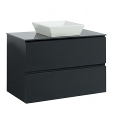 Тумба Вельма Т-8 зі скляною стільницею 100 см графіт + чаша Адель (01066)