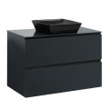 Тумба Вельма Т-8 зі скляною стільницею 100 см графіт + чаша Адель чорна (01067)